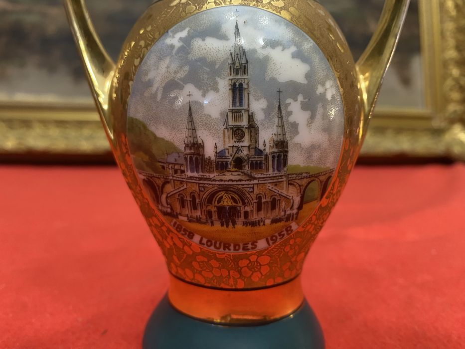 Френска ваза Limoges 1958 24 к позлата ръчно изрисувана