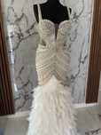 Rochie bijuterie cununie cu pene si pietre