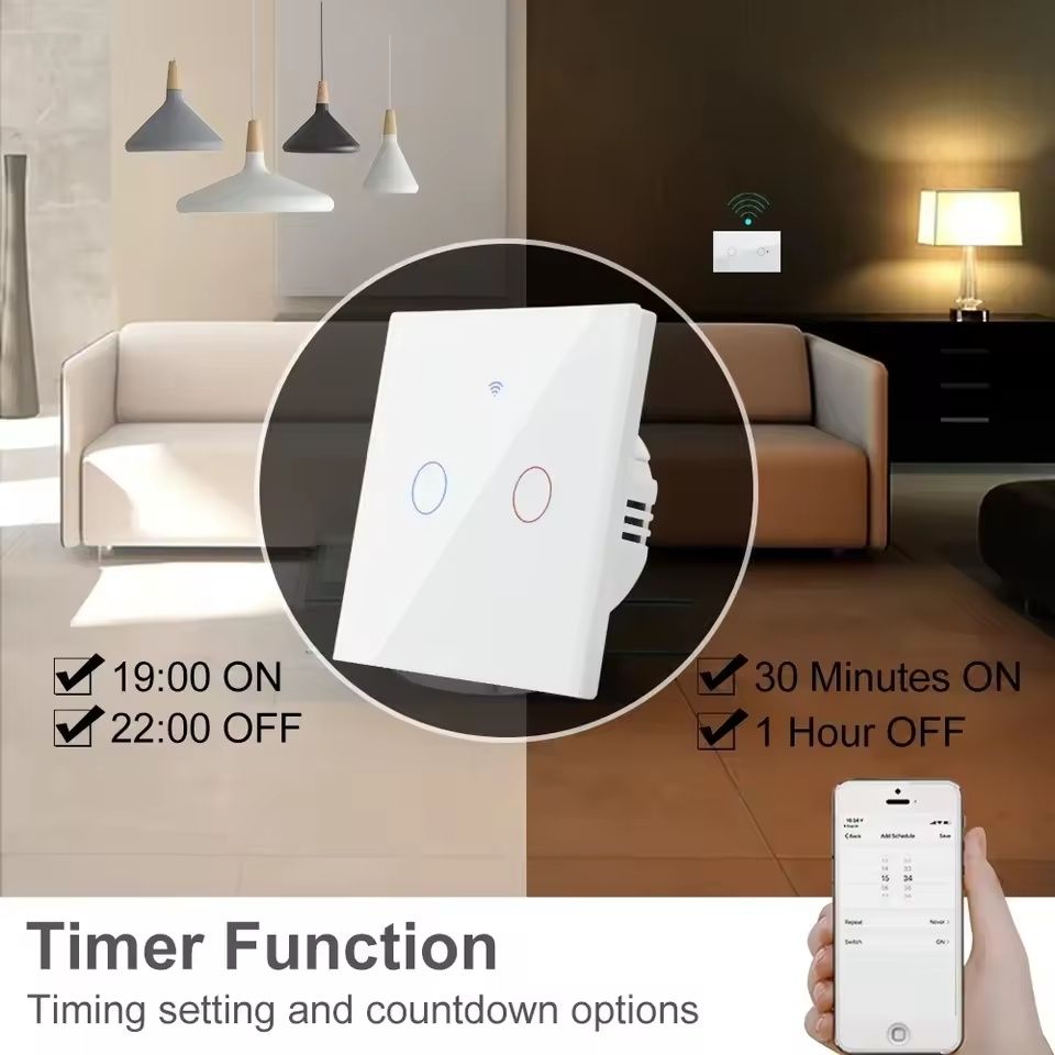 Tuya / Smart Life WiFi ключ за осветление ТРИ кръга (тач-панел)