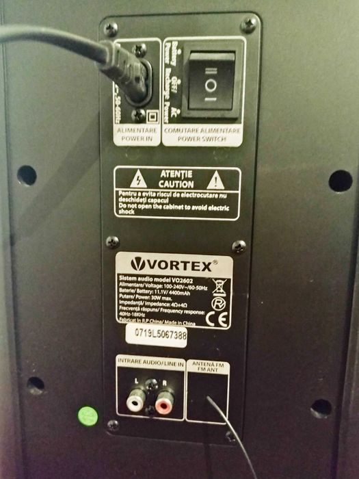 Boxa Vortex : bluetooth, 2 difuzoare, putere 30w - impecabila: ca Noua