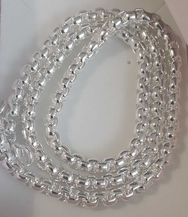 Масивен сребърен ланец, масивна сребърна гривна. В кутия