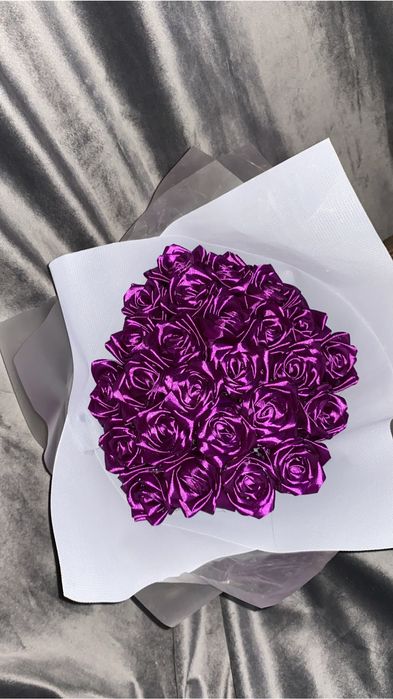 Букеты цветов из атласных лент