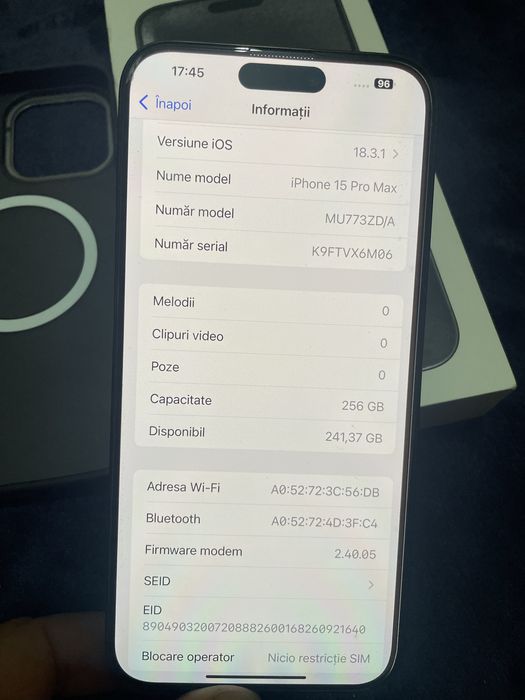 Vand iph 15-PRO Max 256-Gb impecabil