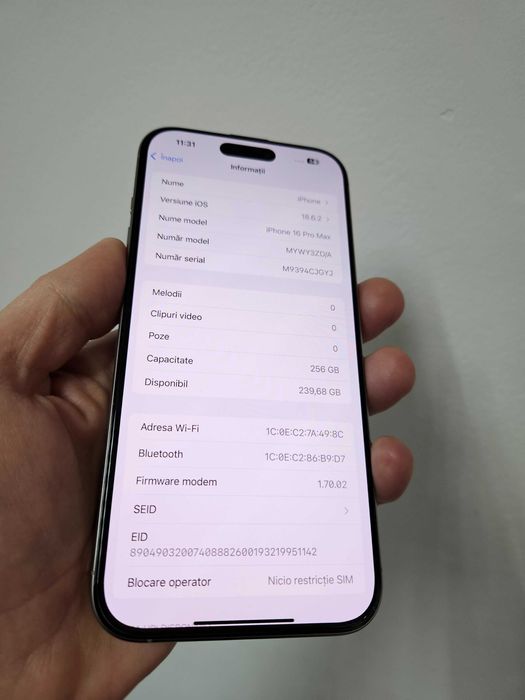Iphone 16 Pro Max 256 gb 92% bateria.