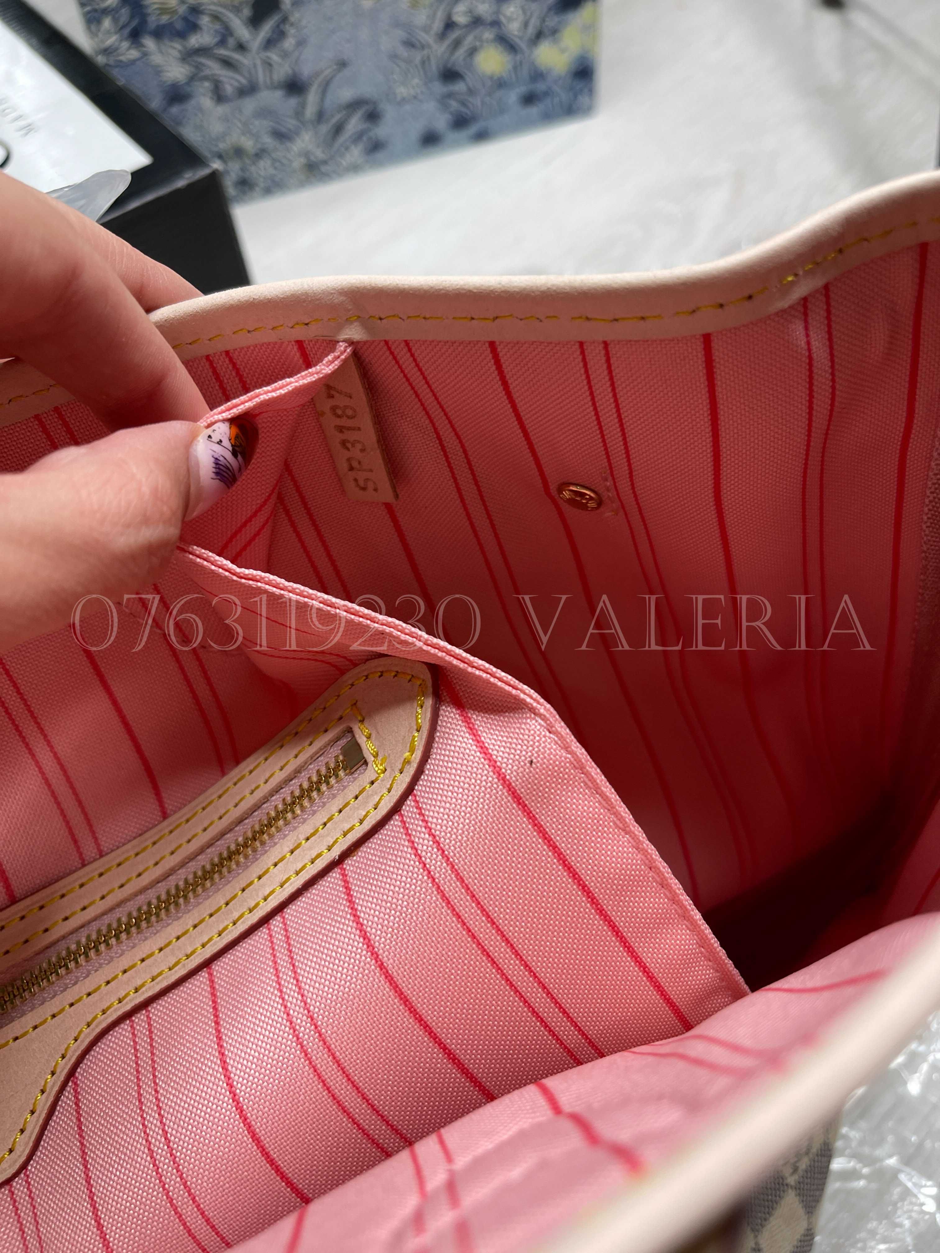 Geanta LV Neverfull Damier Azur Rose Ballerinne
