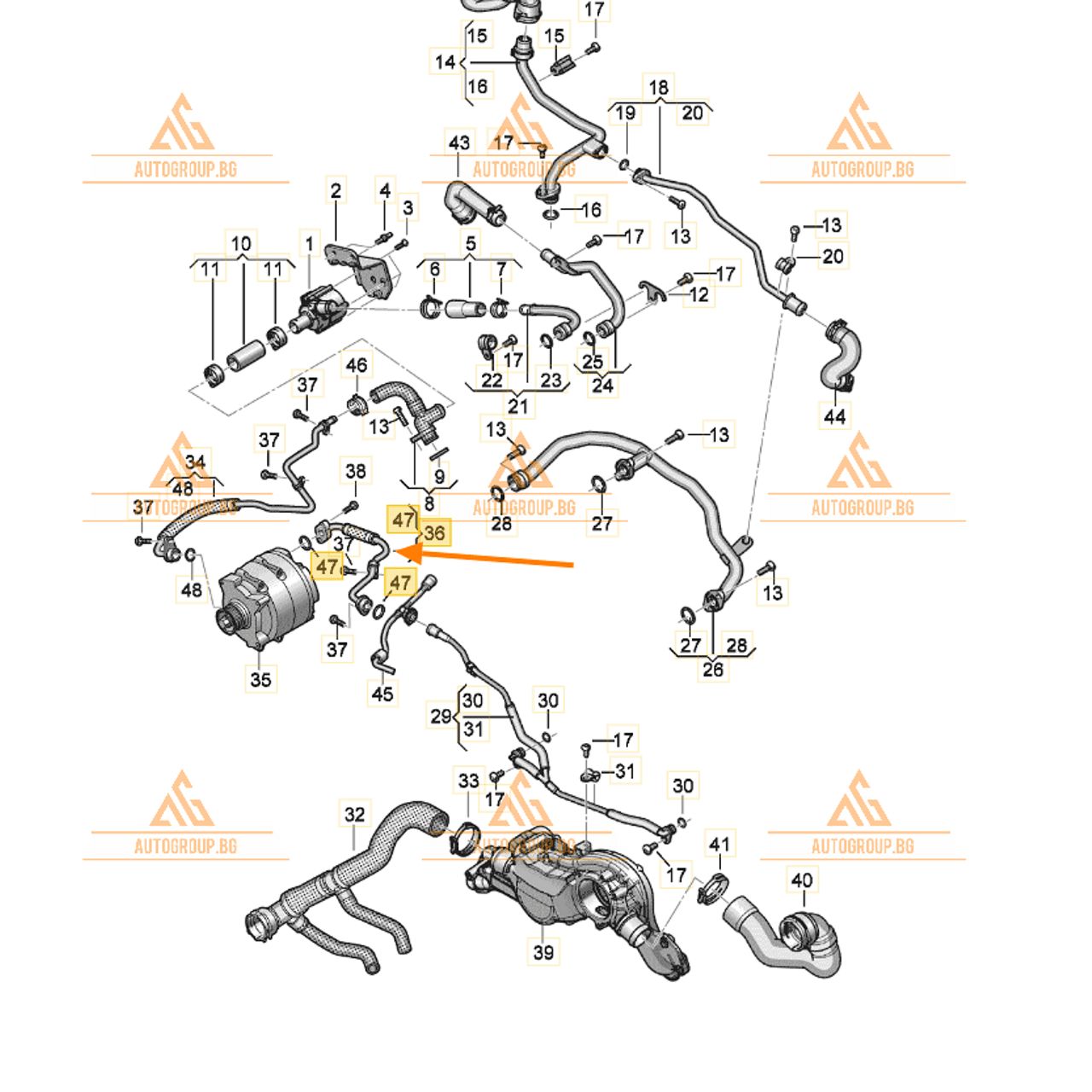 Тръба охладителна течност за audi a8 d5 4n - 0p2121661