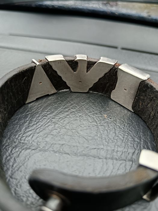 Гривна Emporio Armani кожа, сребро