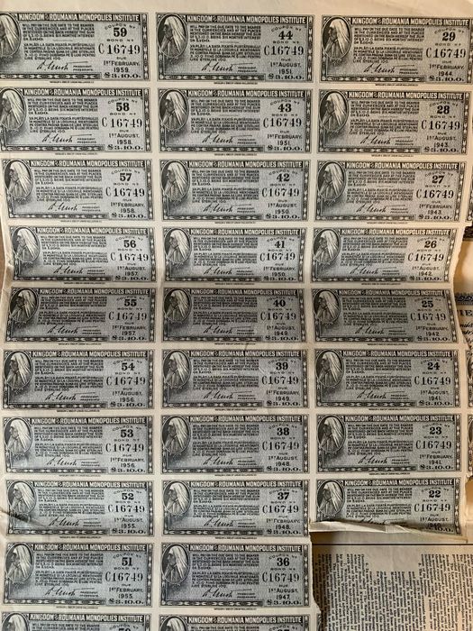 titlu stat £100 aur 1929 Romania bond lire sterline  neincasat