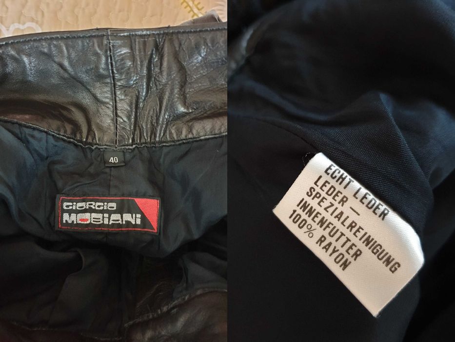 Pantaloni talie inalta negri piele naturala