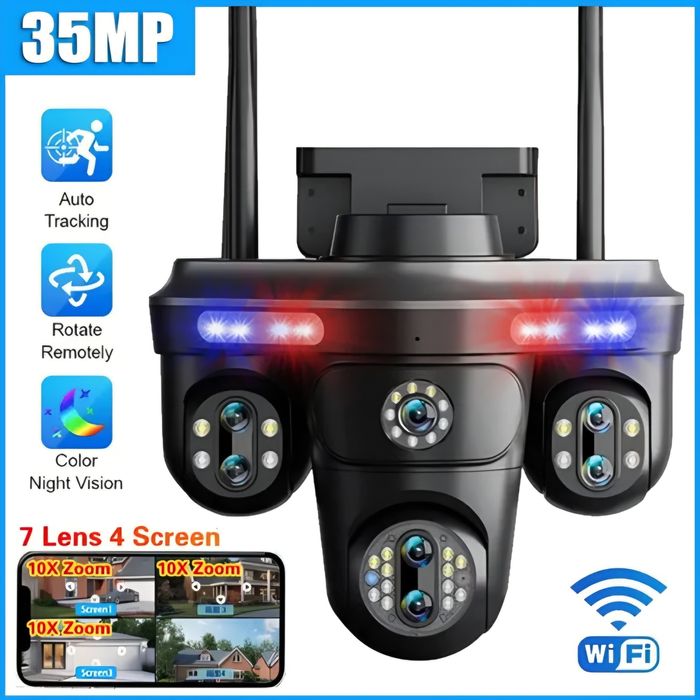 Камера видеонаблюдения для дома, уличная c WIFI 980° Ultra HD, 4 камер