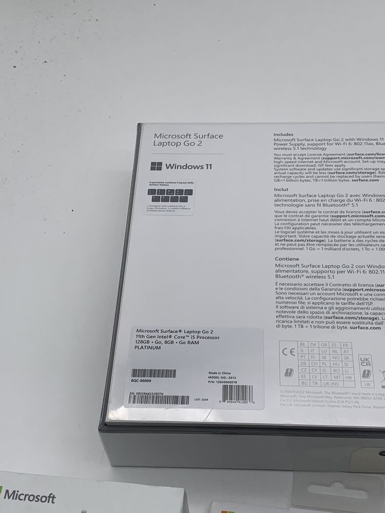 Microsoft surface laptop go 2, 13.5” sigilat, pachet cadou