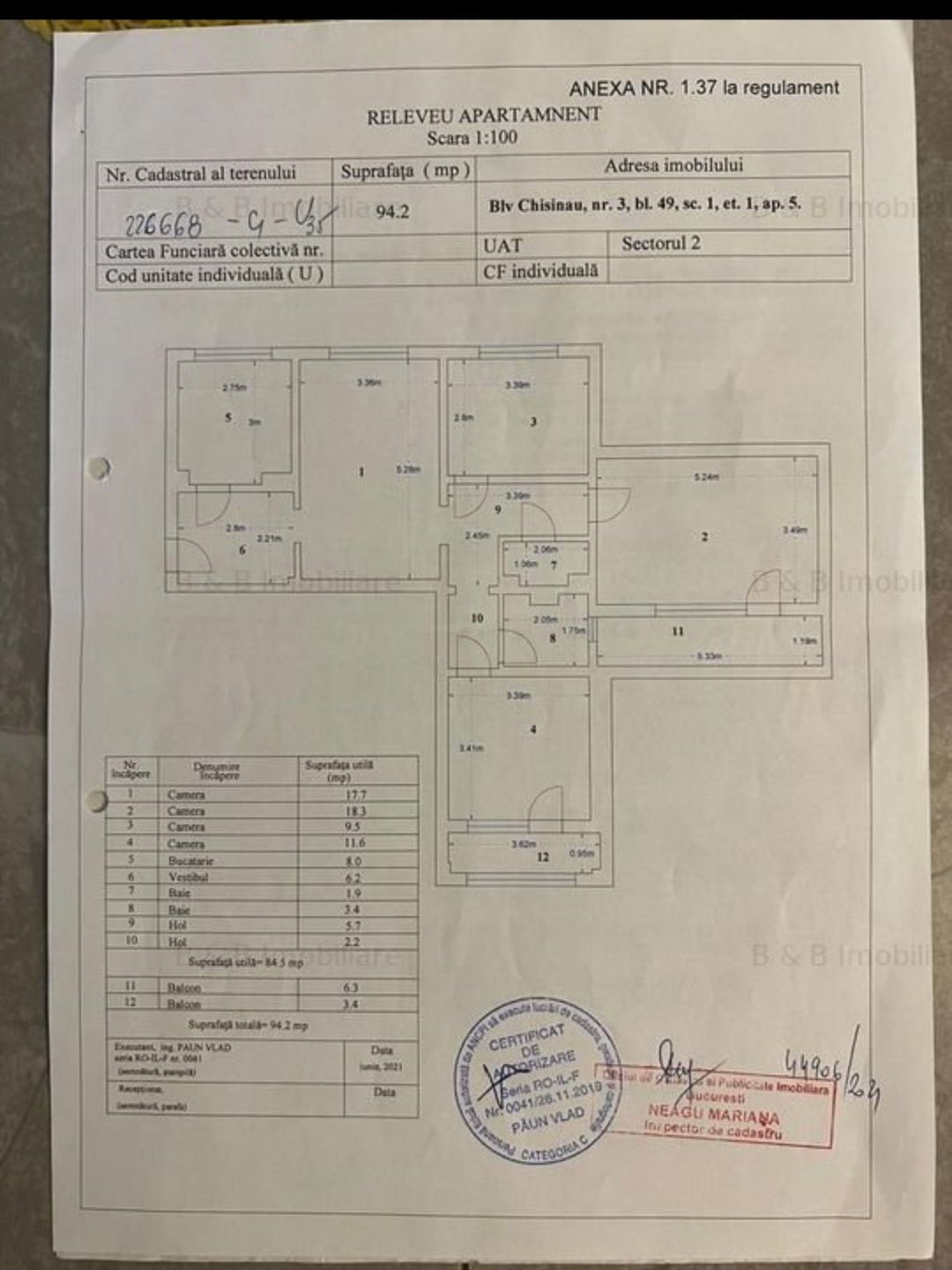 DIRECT PROPRIETAR ap 4 camere 95mp utili