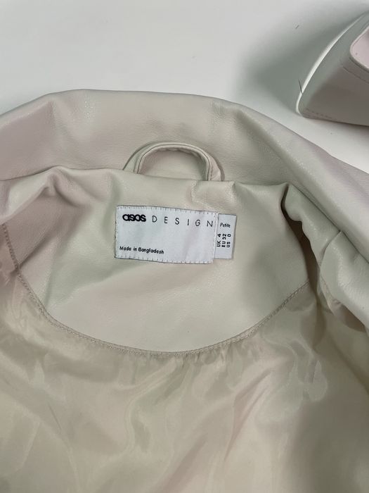 Geaca Asos din piele alba de femei