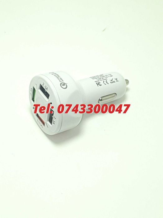 Incarcator Universal Masina Auto 4 Porturi Bricheta Usb Qc Fastcharge