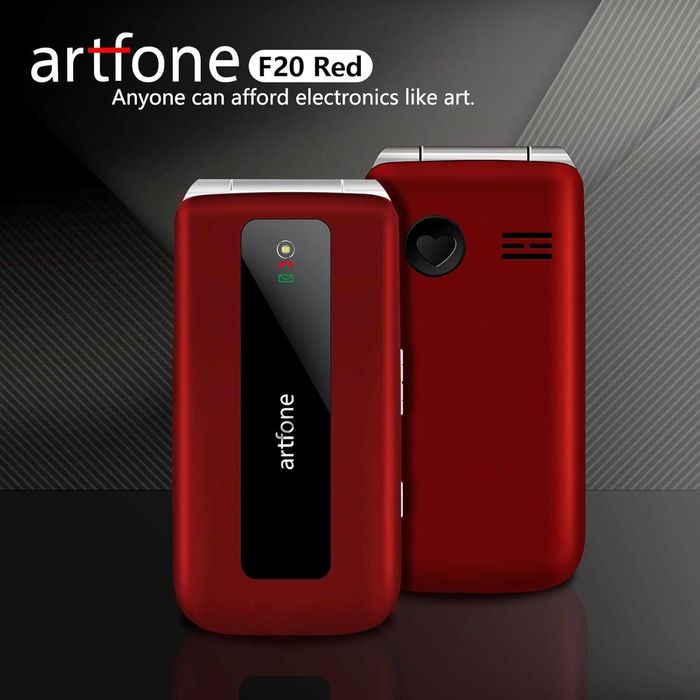 Нов artfone F20 Червен мобилен телефон за възрастни, Отключен...