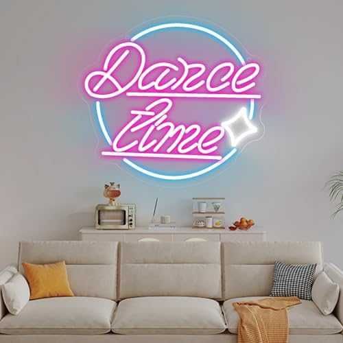 Нов Розов Dance Time Неон за Спалня Студио Бар USB Осветление Led 36см