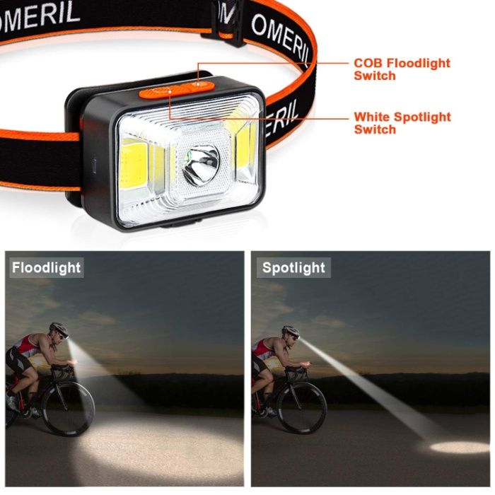 OMERIL-LED фенер челник, с презареждаема батерия