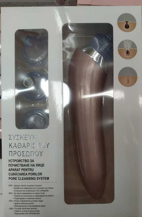 Уред за почистване на лице и пори с 4 приставки, pore cleaner 2 х АА б