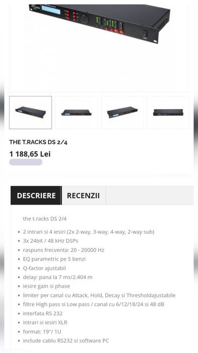 Boxe pasive EV ELX 115. The T.amp e-1200 si procesor t.racks DS 2/4