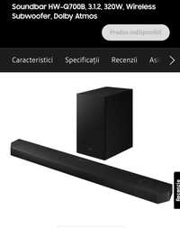 Soundbar Samsung HW-Q700B/EN, 3.1.2, 320W, Bluetooth, Wireless