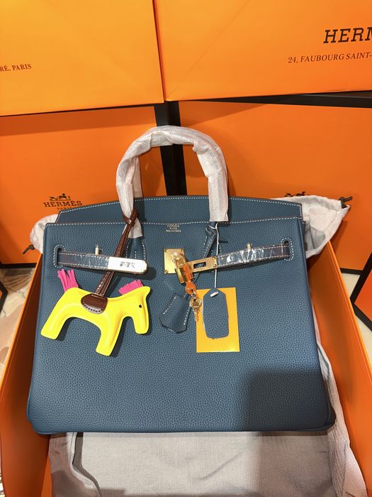 Geanta Hermes Birkin 35cm Turcoaz/accesorii gold