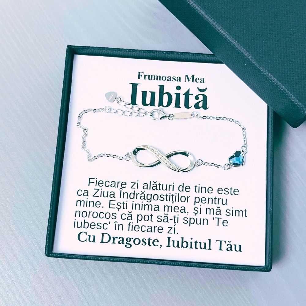 Bratara de Argint pentru Iubita, Card si Cutie Bijuterii incluse