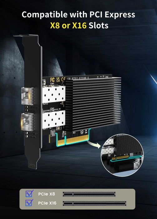 Placă rețea PCIe SFP LAN dual 10G,Intel (X520-2S),adaptor Ethernet
