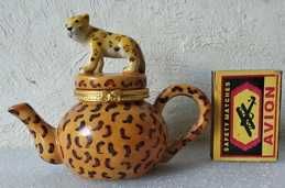 Новая шкатулка "Леопард на чайнике", h=8,5 см, длина 11 см