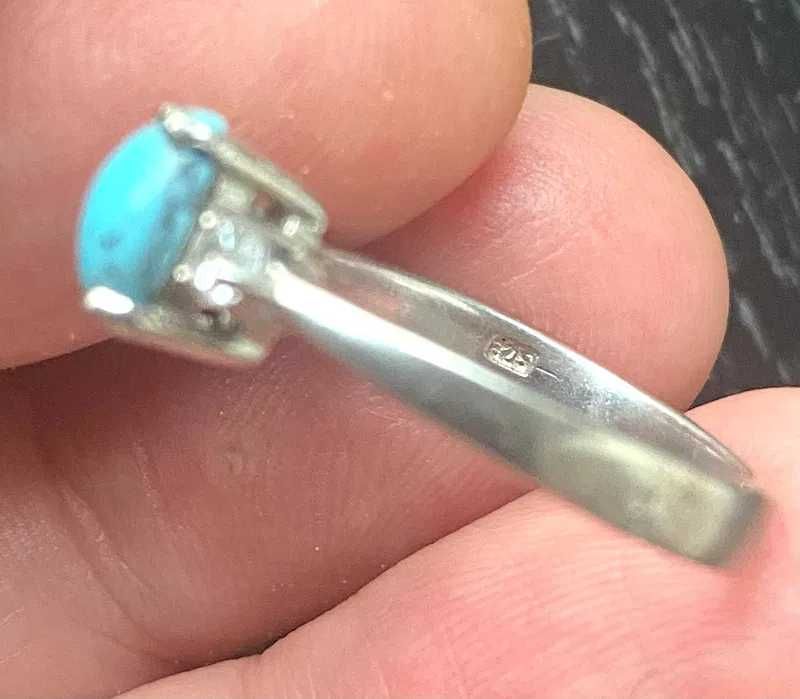 turcoaz natural montat in argint sterling