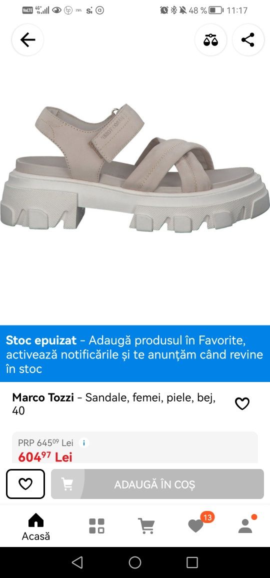 Sandale piele, noi, talpă track, Marco Tozzi, nr 40