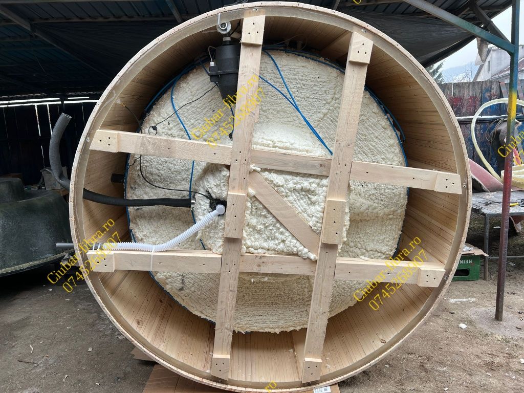 Ciubăr jacuzzi 2m capac termo soba exterioara cu aeromasaj