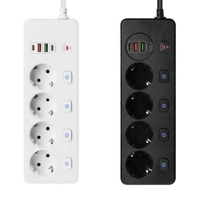 Разклониотел със защита 4 гнезда 2 USB 2 Type C fast charge 3250вата