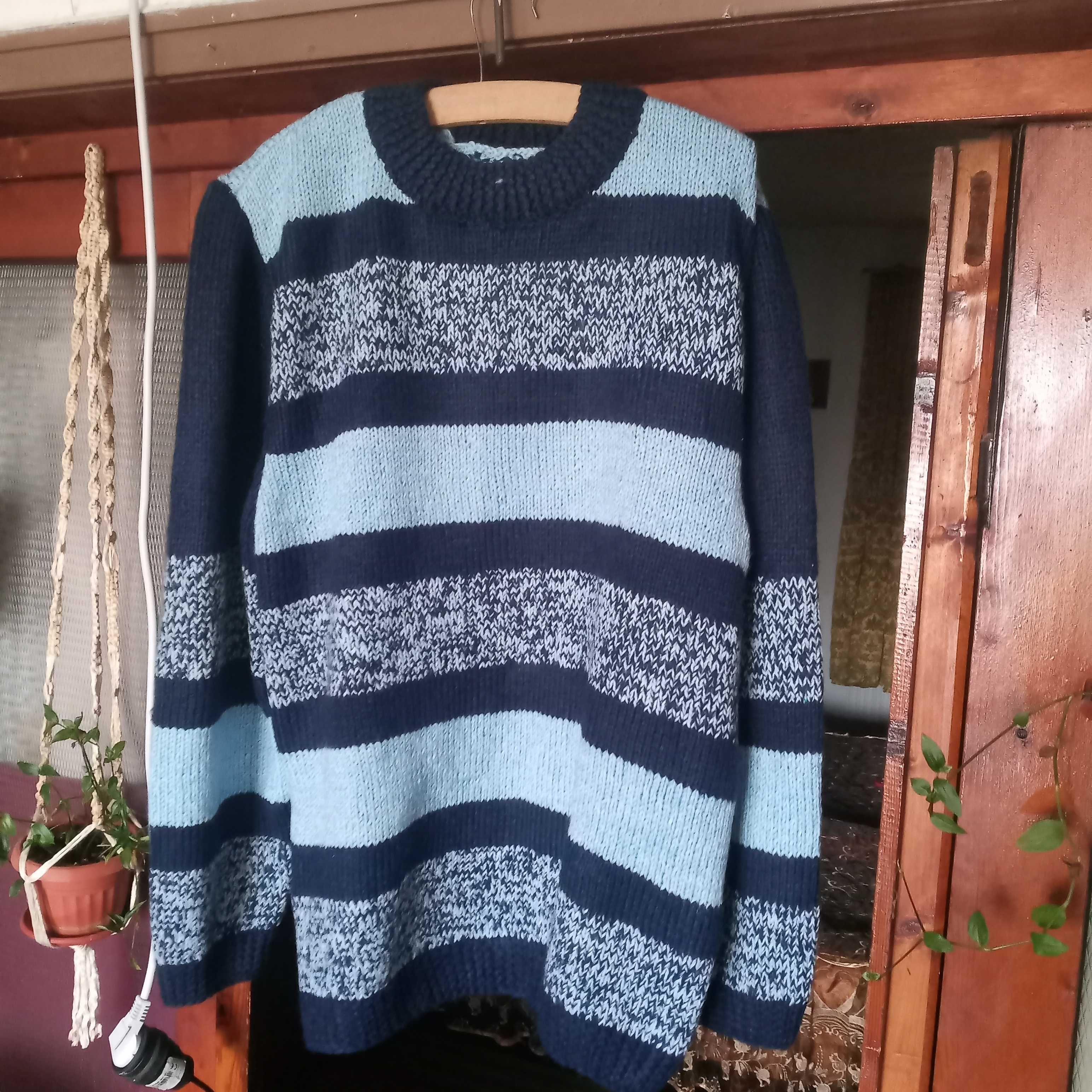 Ръчно плетен пуловер от 100% вълна
