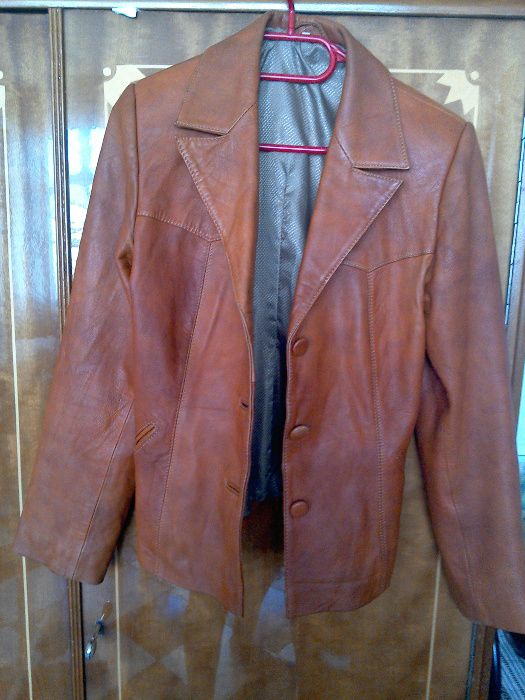 Geacă/jachetă din piele naturală, de damă, culoare coniac - 42