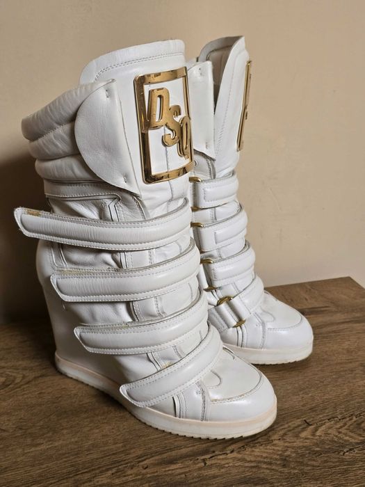 Dsquared2 оригинални дамски високи кецове от естествена кожа