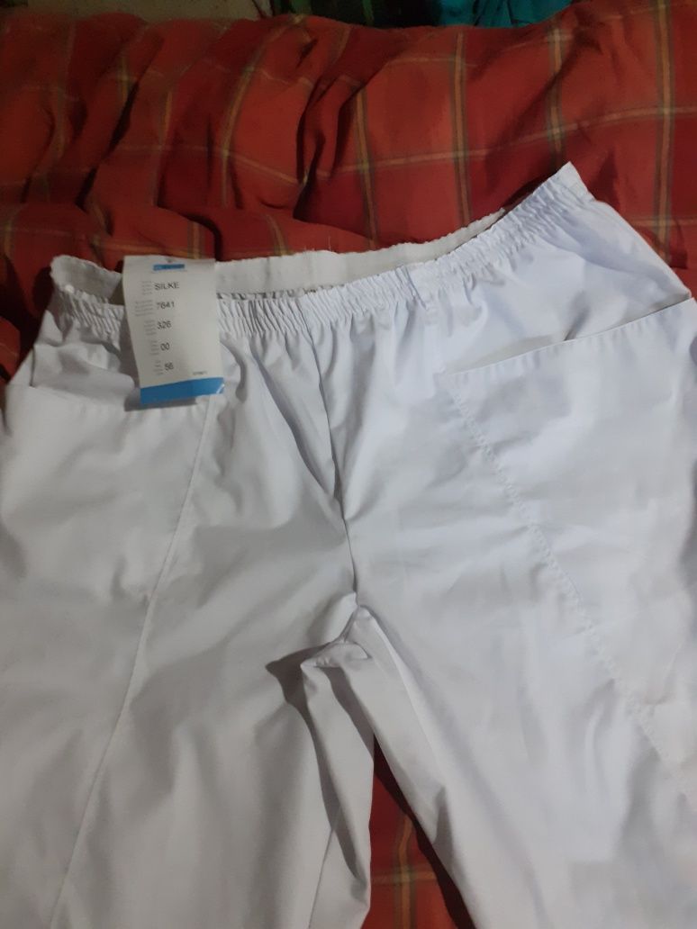 Pantaloni albi XXXL,noi/medic,,bucatar,brutar/de Berkel,56