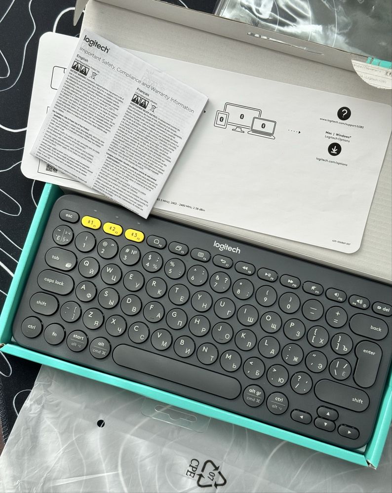Клавиатура Logitech k380, grey, Bluetooth