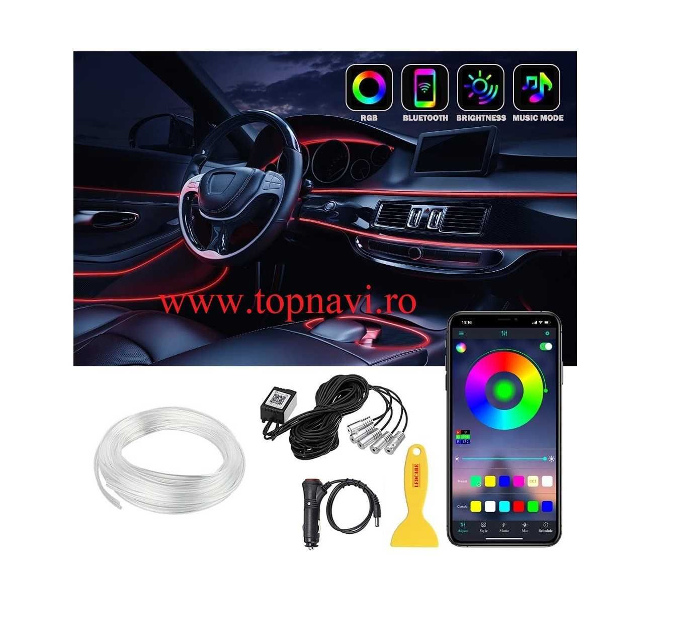 Lumini ambientale auto interior banda led RGB 6m