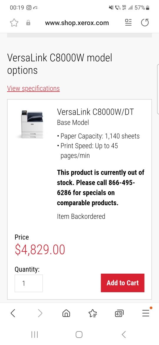 Vând imprimanta xerox VersaLink C8000W