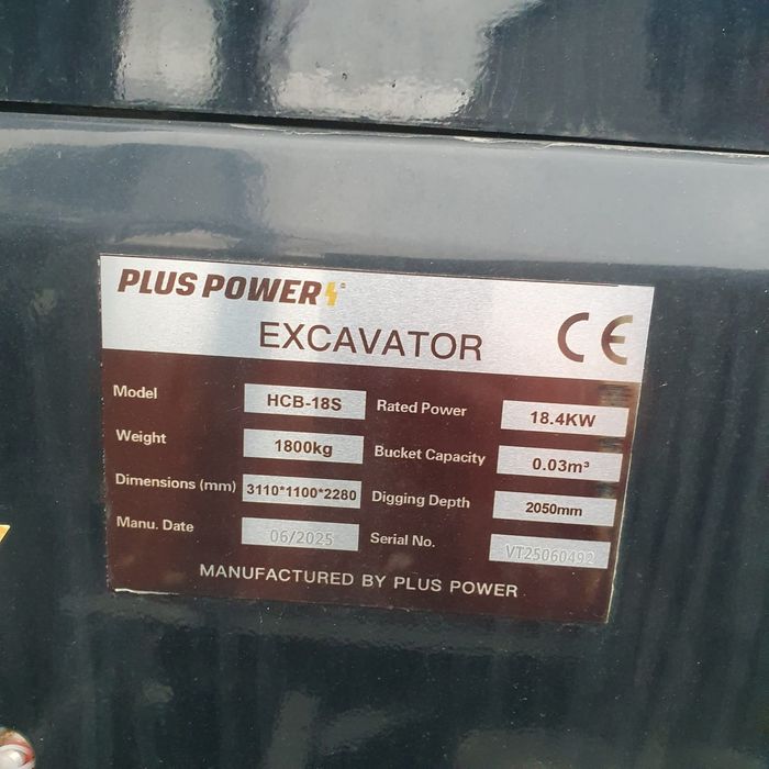 Miniexcavator 1,8 tone -utilaj nou