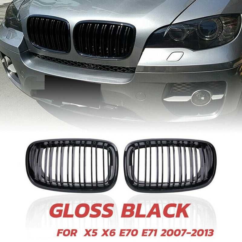 Negru Lucios Grile Nari Duble M Look BMW X5 X6 E70 E71 Capace Oglinzi