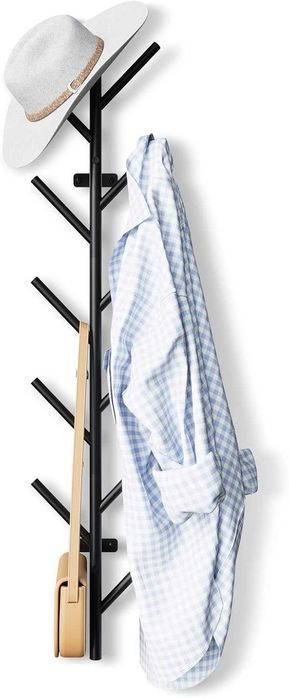 Cuier perete metalic, 100 cm, 11 carlige, negru