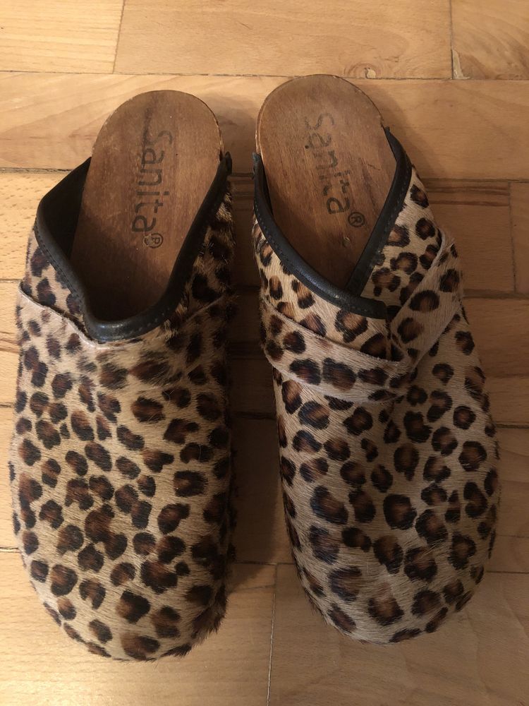 Saboti piele animal print,39