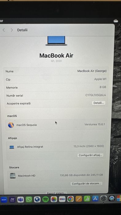 MacBook Air M1 2020 – impecabil +  husă cadou