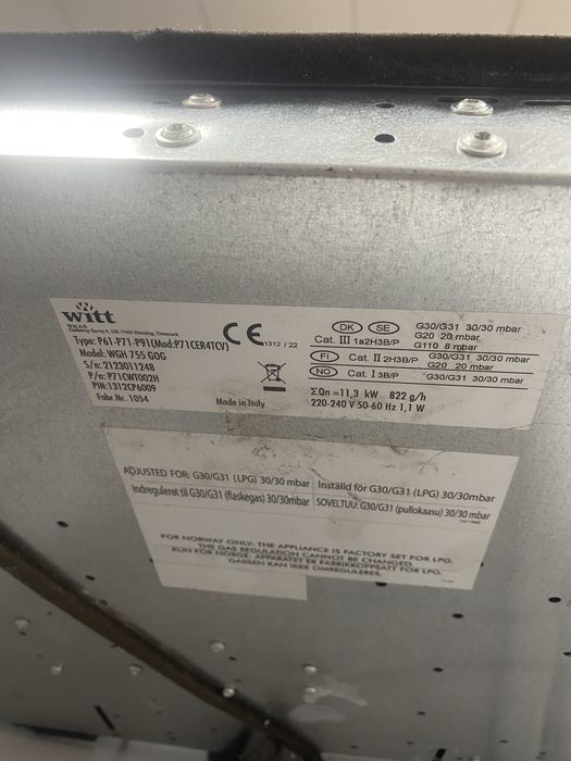 Газов керамичен плот Witt