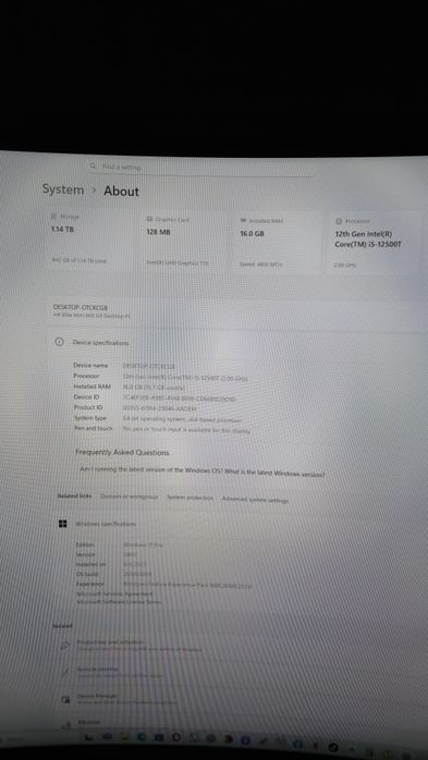 Hp 600  G9 i5/16GB ram ddr5