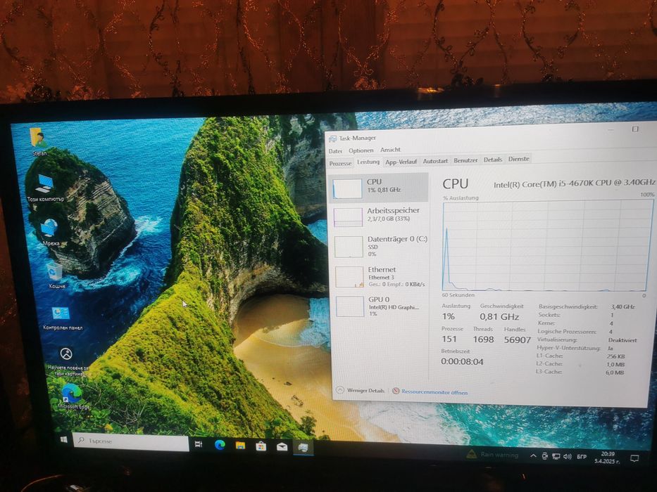 Компютър i5-8gb ram-250 gb ssd