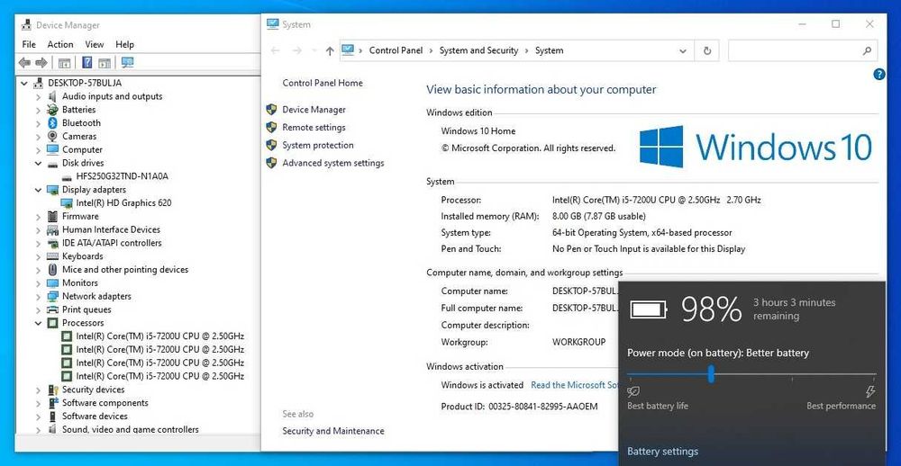 Latptop slim Acer 15", i5-7200u, 8 GB Ram, SSD 256 GB, baterie buna
