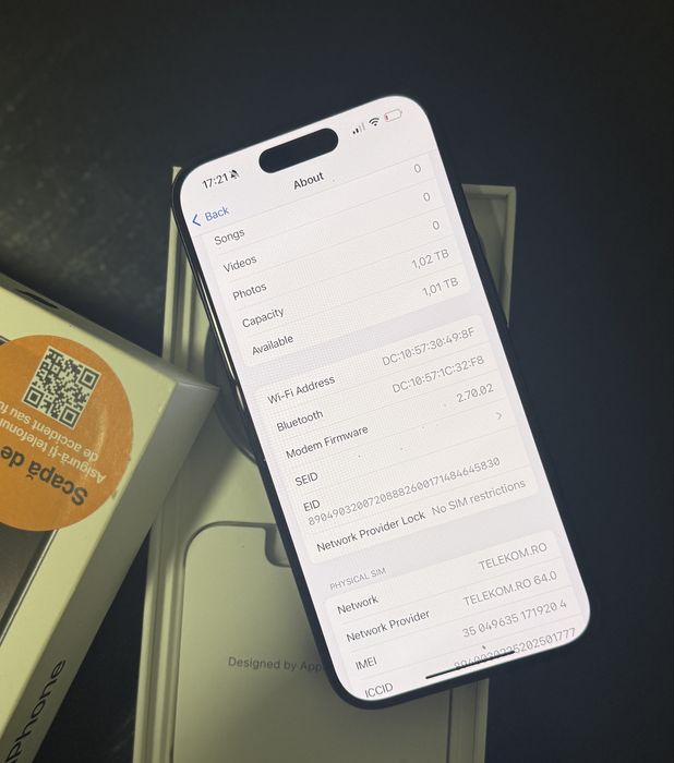 iPhone 15 Pro Negru 1tb neverlock impecabil folie baterie 92%