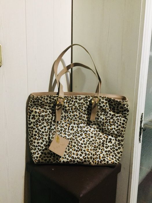 Нова чанта естествена кожа с косъм пони